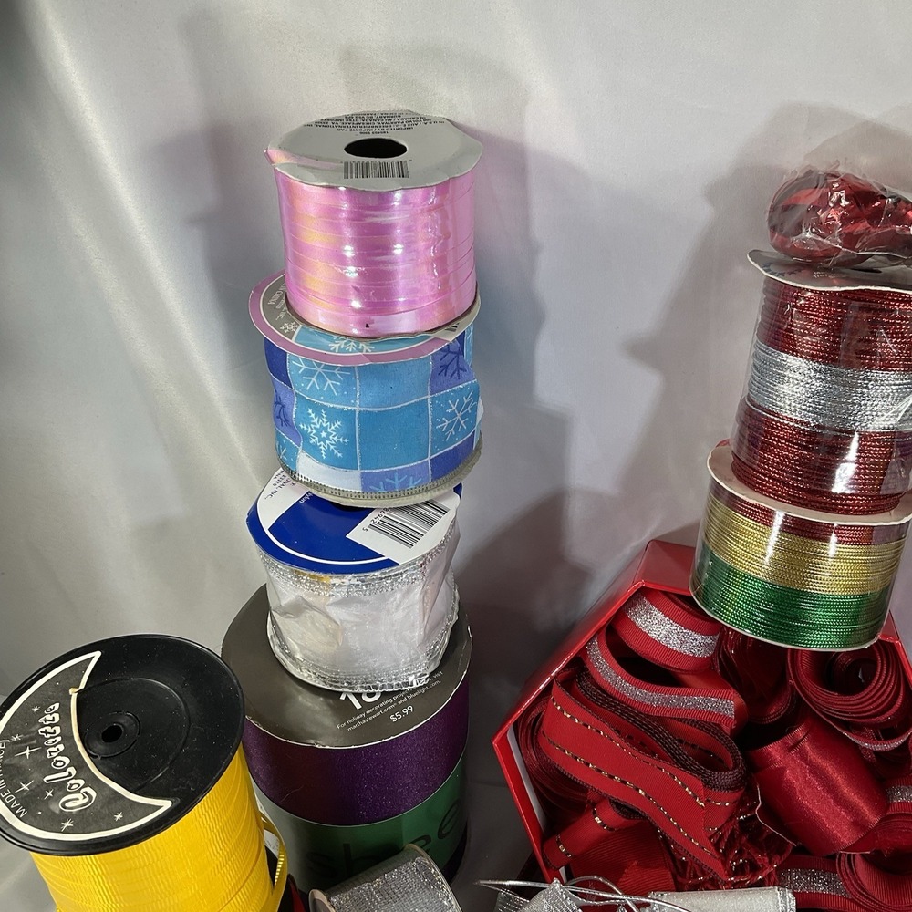 Large Ribbon Lot. Christmas Ribbon, Balloon Ribbon, Textured Ribbon All Colors - Picture 7 of 8